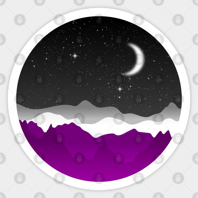 Asexual pride art Sky Night Mountains Landscape Sticker by Pridish